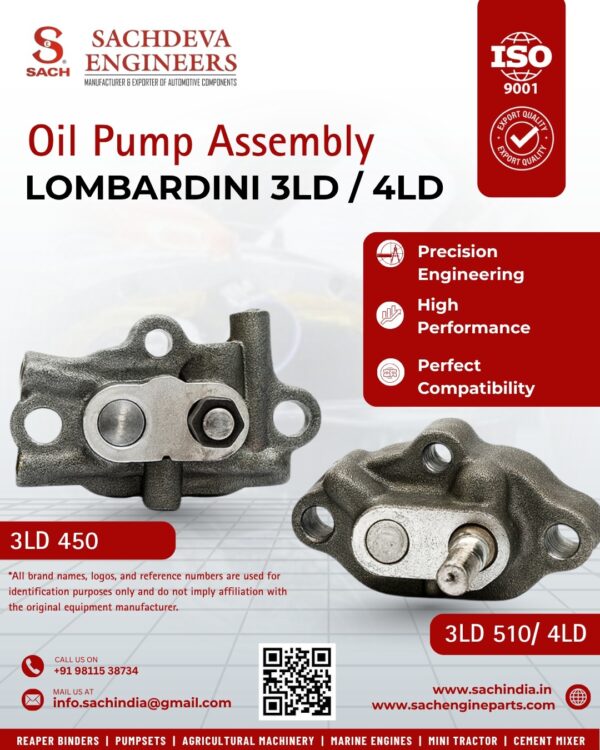 Oil Pump Assembly for Lombardini 3LD 510, 4LD 640, and 4LD 820 Diesel Engines – OEM Quality Spare Part Manufactured in India and Exported Worldwide