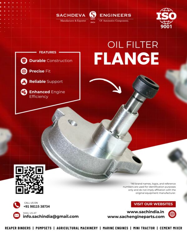 Oil Filter Flange for Ape Piaggio and Mahindra Alfa Diesel Engines – OEM Quality Spare Part Manufactured in India and Exported Worldwide
