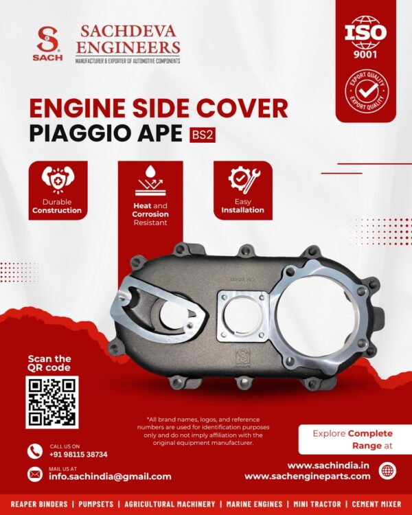 Engine Side Cover BS2 for Piaggio Ape Diesel Engine – OEM Quality Spare Part Manufactured in India and Exported Worldwide