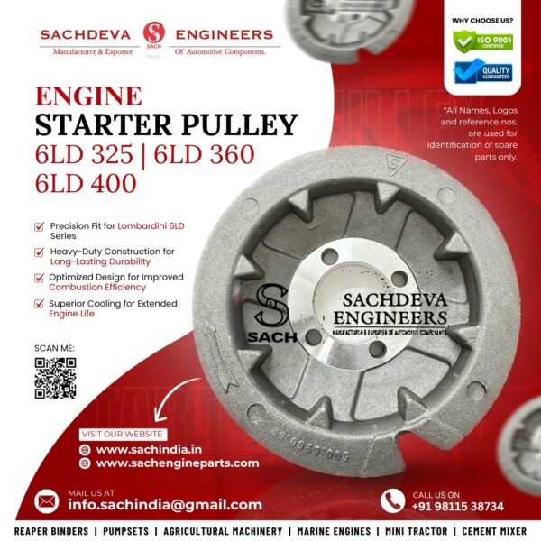 Pulley for Lombardini 6LD 325 / 360 / 400 / 435 Diesel Engine – OEM Quality Spare Part Manufactured in India and Exported Worldwide