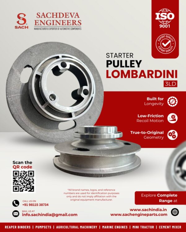 Starter Pulley for Lombardini 3LD 510 Diesel Engine – OEM Quality Spare Part Manufacturer & Exporter from India